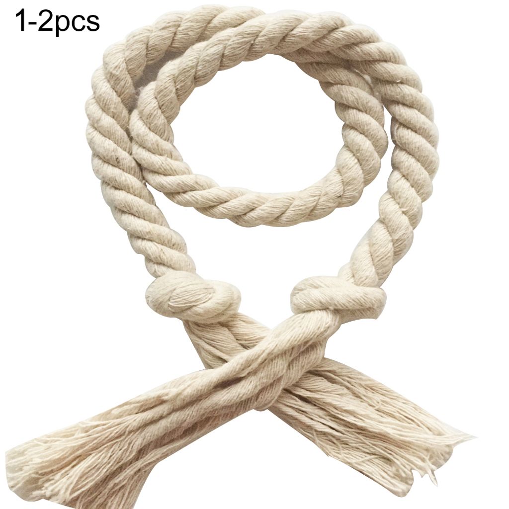 2pcs dicke Quastendekoration langlebige Vorhangseile Einfacher Kleider Vorhang Baumwollflachs -Träger Fensterzubehör-Beige