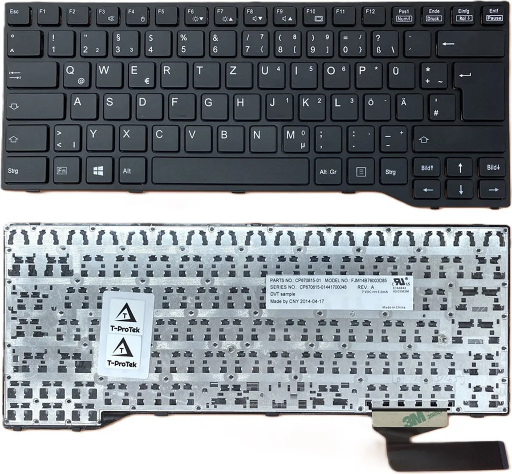 Clavier AZERTY Allemand avec Cadre Noir pour Fujitsu LifeBook E544