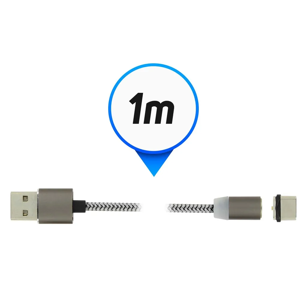 Cavo Ricarica Magnetico Argento 1m | Design in Nylon per Casa e Ufficio - 5