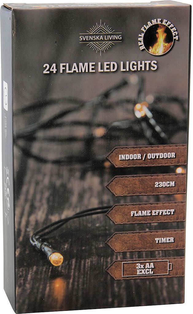 Flame Lights Lichterkette mit Timer - 24 LED / 230 cm - Produktbild 
