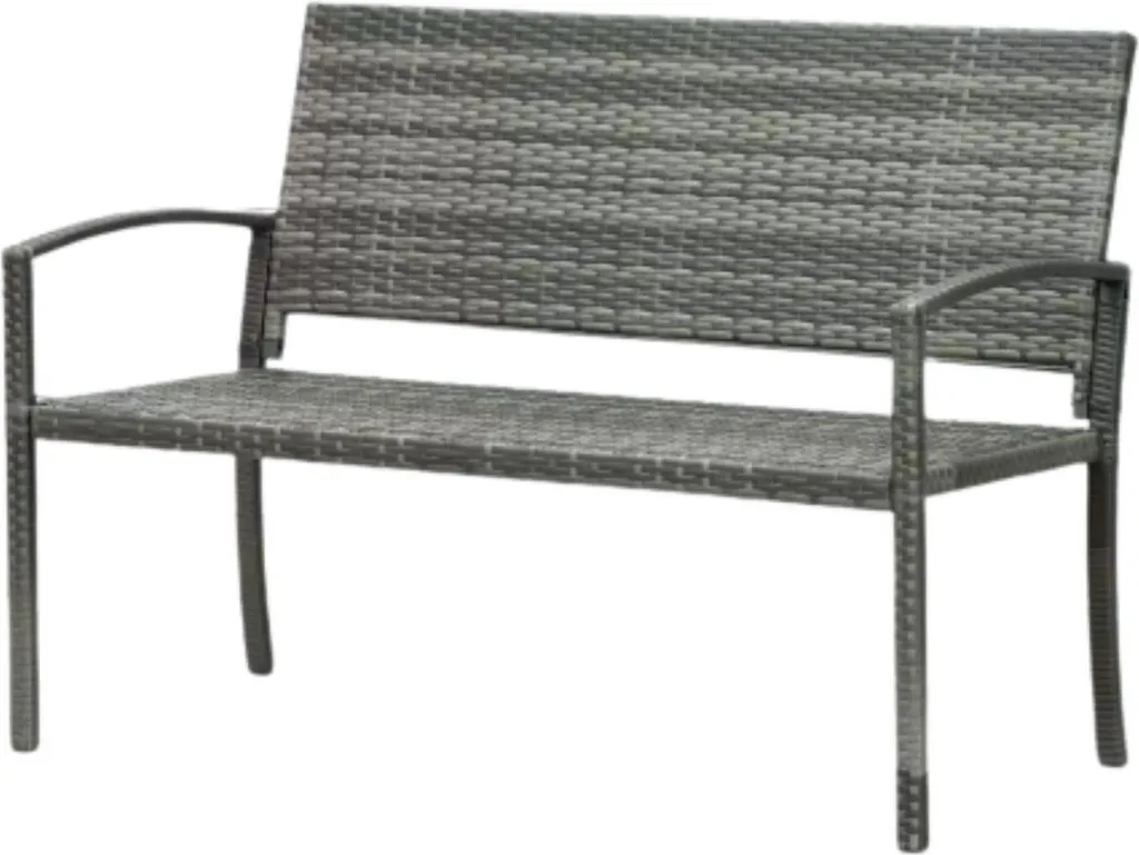 Banc de jardin résistant aux intempéries en acier et résine tressée grise