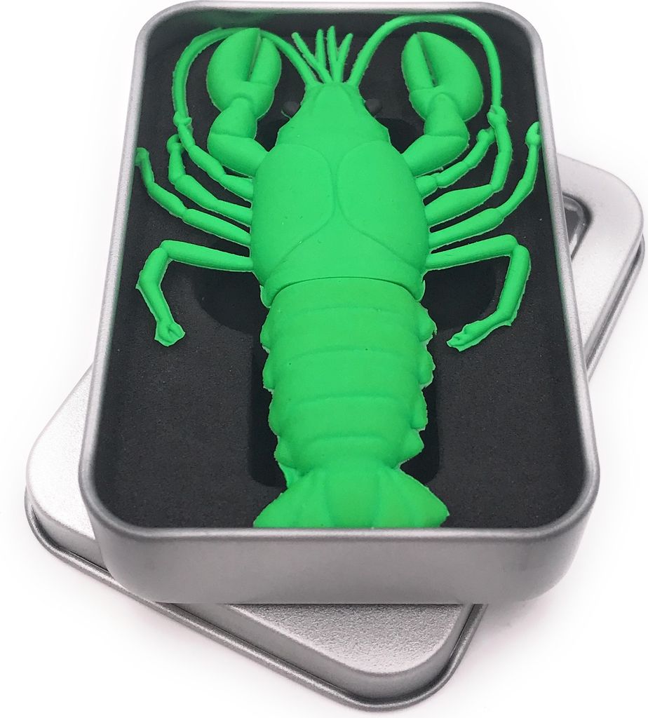 Onwomania Hummer Krabbe grün USB Stick in Alu Geschenkbox 64 GB USB 3.0