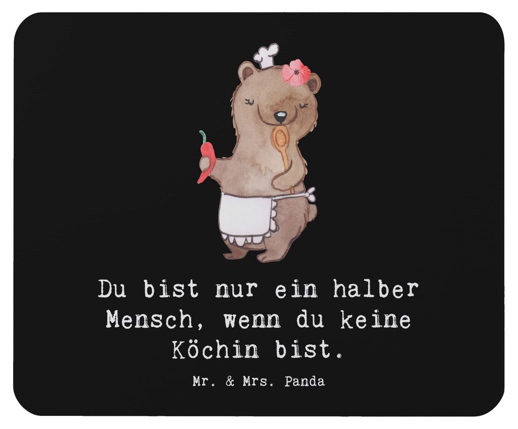 Mr. & Mrs. Panda Mouse Pad Köchin Herz - Schwarz - Geschenk, Mauspad, Restaurant, Lustig, computer, Spruch, Mousepad, mausteppich, Witzig, laptop