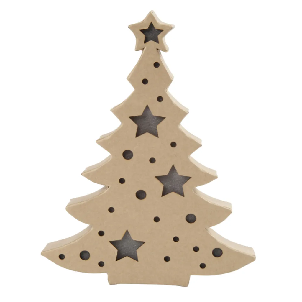 Figurine lumineuse sapin Noël en papier mâché H27cm L21,5cm 1 pièce
