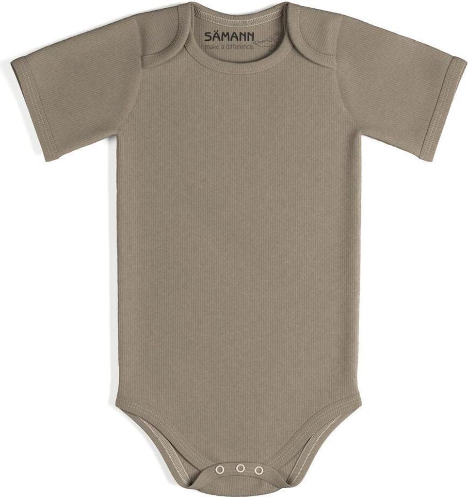Baby Body aus 100% Baumwolle mit Schlupf-Ausschnitt kurzarm gerippt 9-12 M Simply Taupe