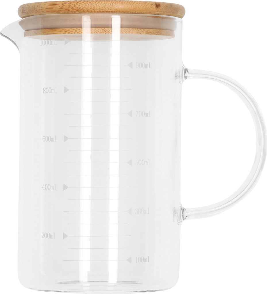 Krumble Messbecher aus Glas mit Holzdeckel - Messbecher - Glas - 1000 ml