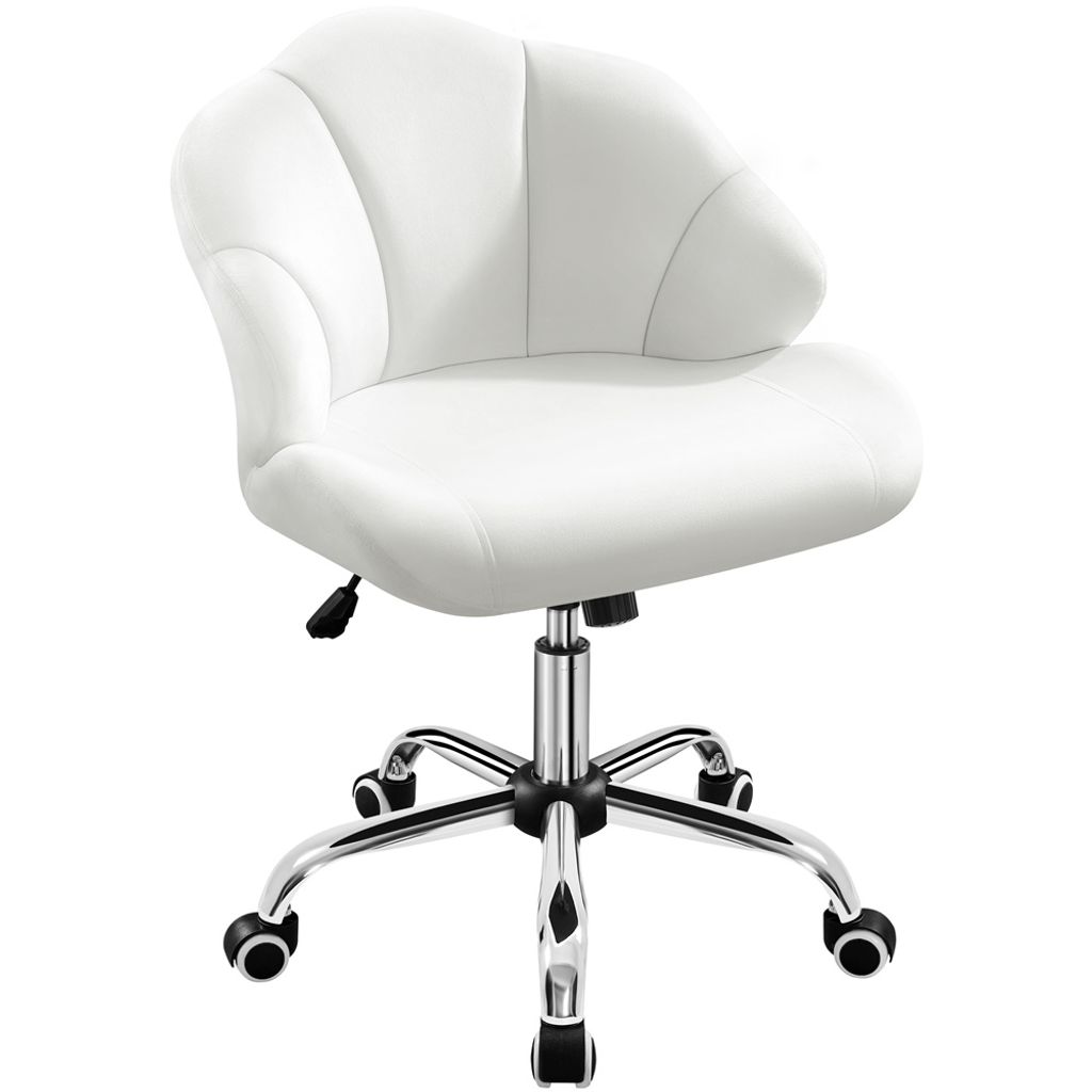 Yaheetech Bürostuhl ergonomisch Drehstuhl höhenverstellbar Schminkstuhl mit Rollen Schreibtischstuhl in Muschelform, bis 136 kg belastbar, Weiß