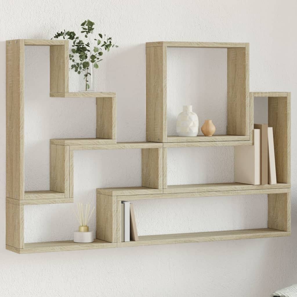 Design Wandregal Sonoma-Eiche 96x12x64 cm Holzwerkstoff, Wandregale 2024 Neu