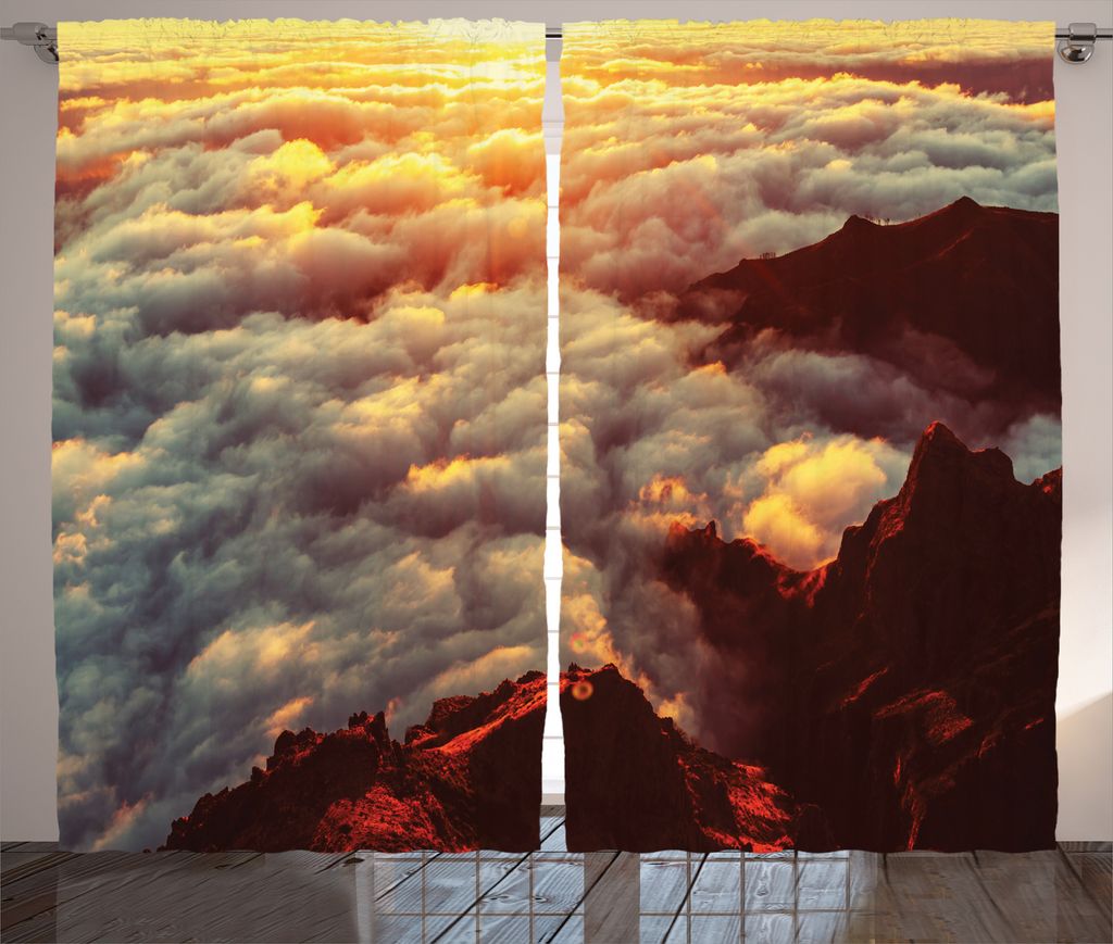 ABAKUHAUS Landschaft Rustikaler Vorhang, Natürlicher Schönheits-Sonnenuntergang, Wohnzimmer Universalband Gardinen mit Schlaufen und Haken, 280 x...