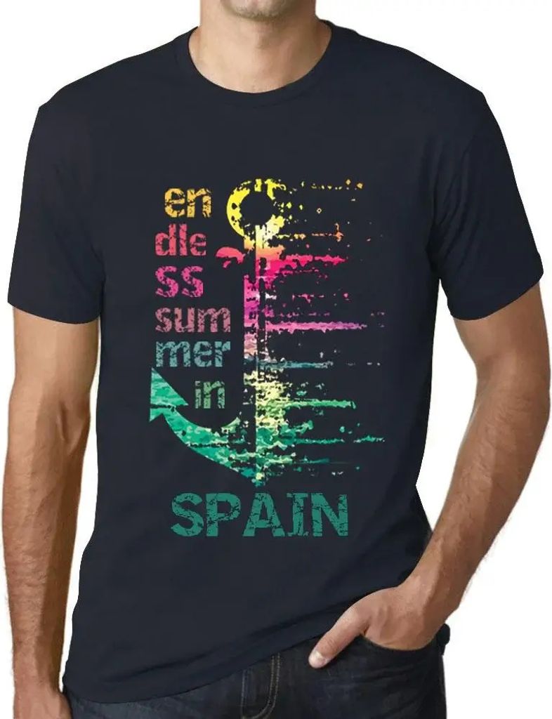 Herren Grafik T-Shirt Endloser Sommer in Spanien – Endless Summer In Spain – Öko-Verantwortlich Vintage Jahrgang Kurzarm Lustige Druck Geburtstag