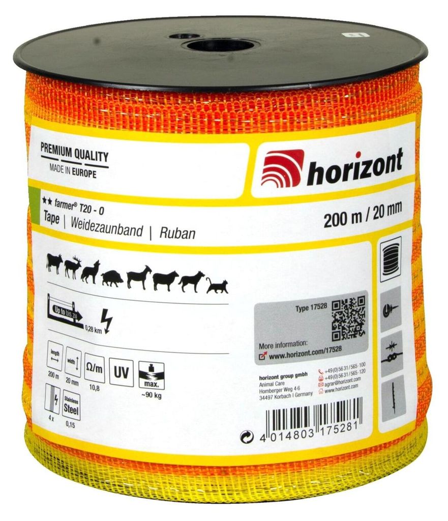 horizont Weidezaunband farmer T20-O, 200 m lang, 20 mm Produktbild 