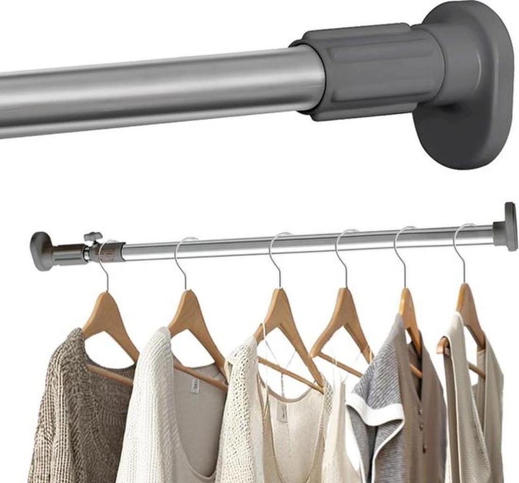 Azomor Verstellbare und stabile Stange für Vorhänge oder Kleidung ohne Bohren