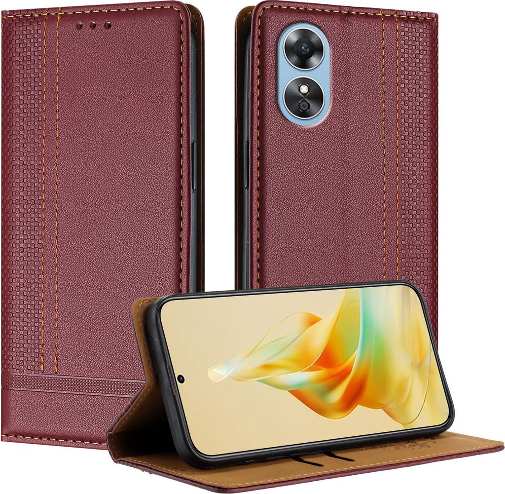 Handyhülle für OPPO A17 Leder Flip Klappbare Schutzhülle Produktbild 