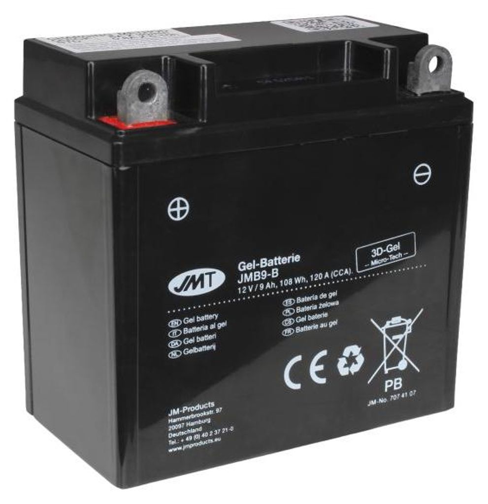 JMT Gel Batterie YB9-B 12 V 9 Ah 120 A 136 x 76 x 139 mm
