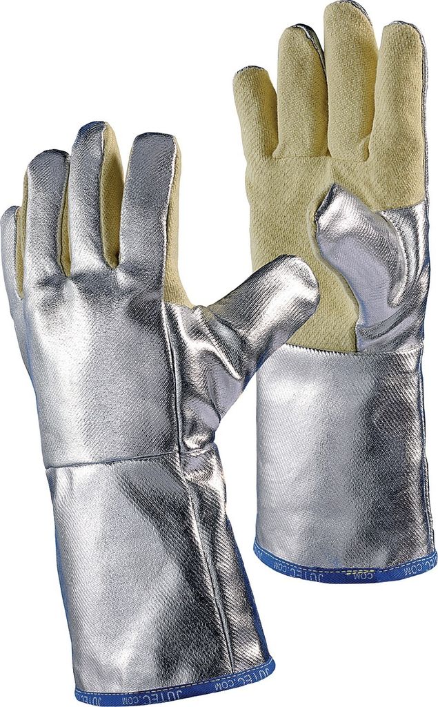 Jutec Hitzehandschuhe Länge 38cm Aramid / Preox-Aramid-Alu 5Finger Kat.III max. 1000 Grad C - H115A238-W2