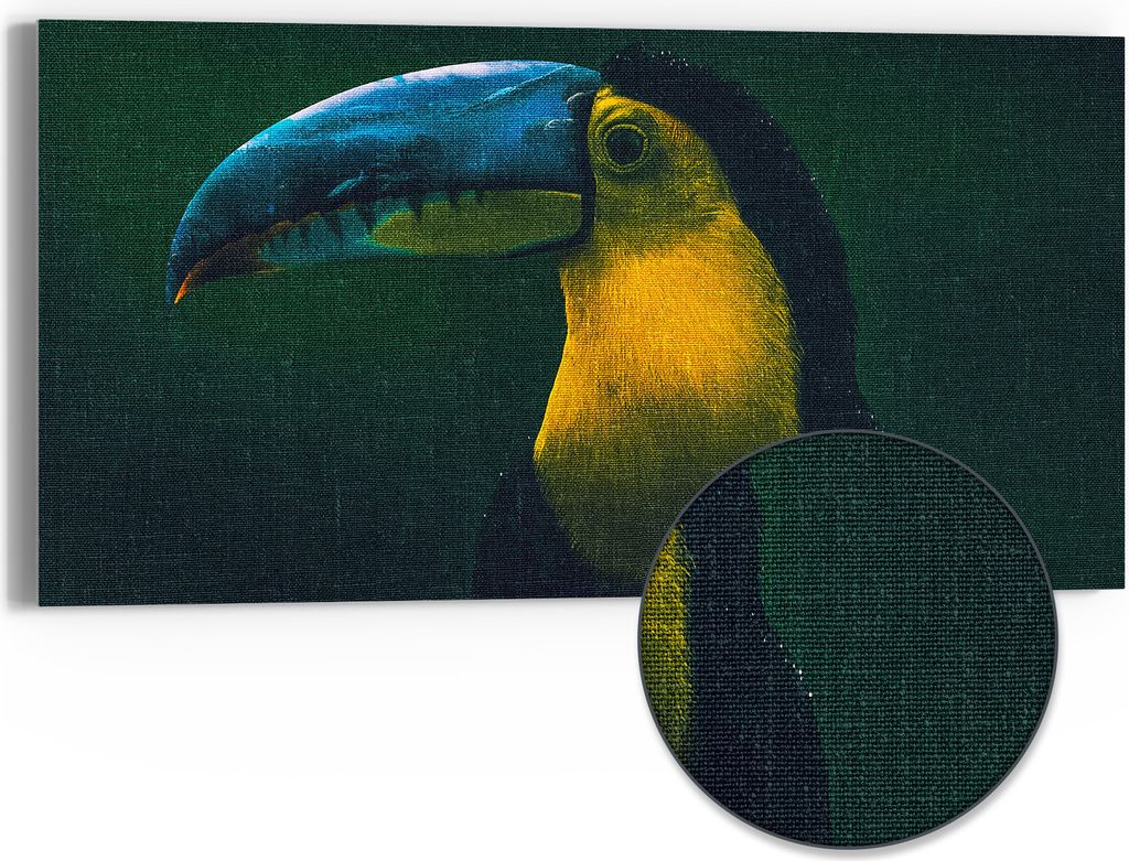 DEQORI Hybrid Leinwand Bild 60x30 cm 'Dschungelbewohner' Wandbild Glas flach modern