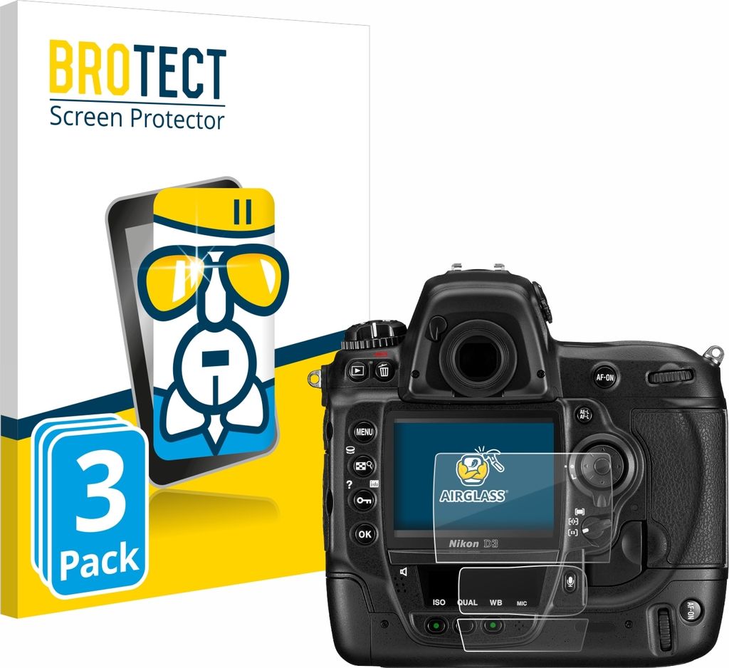 3x BROTECT Schutzglas für Nikon D3 Schutzfolie Panzer Folie Glas Display Schutz klar
