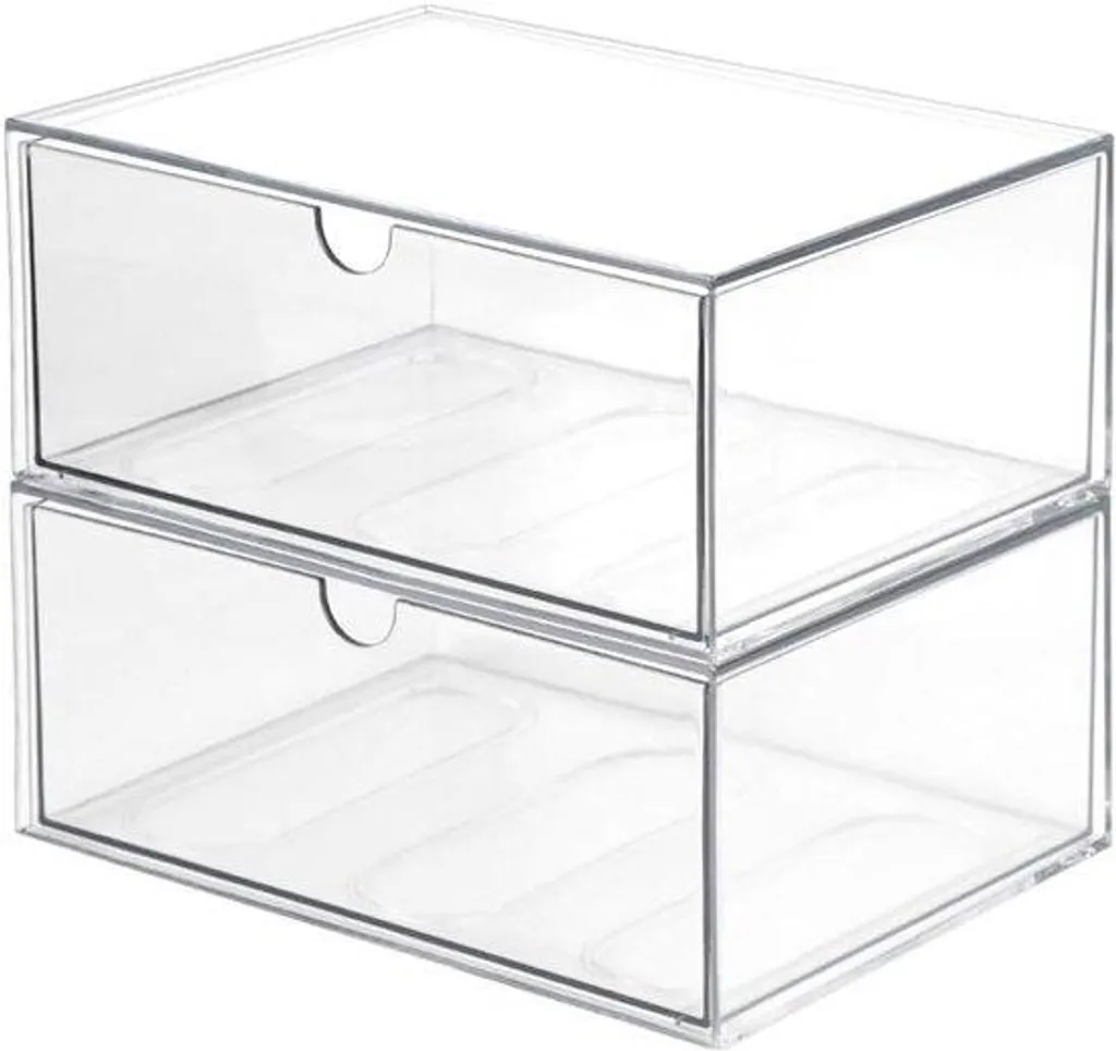 Set de rangement beauté acrylique transparent robuste en 2 éléments