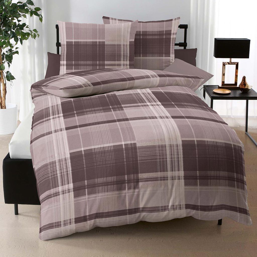 Kaeppel Interlock Jersey Bettwäsche Tonight Plaid mocca 155x220 cm + 80x80 cm