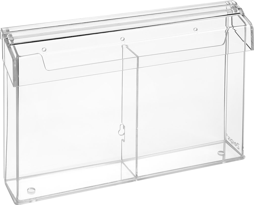 2-fach DIN A5 Prospektbox mit Deckel wetterfest im Hochformat zur Wandmontage / Prospekthalter / Aussen / Outdoor / Prospektständer / Flyerbox / F...