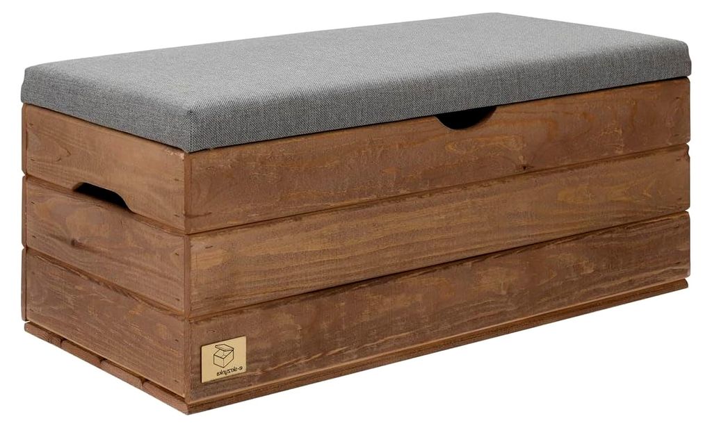 Sitztruhe aus Holz mit Stauraum - Polsterbank - Sitzbank mit Stauraum - Aufbewahrungsbox mit Deckel - Schuhbank mit Sitzfläche 80x40x36cm
