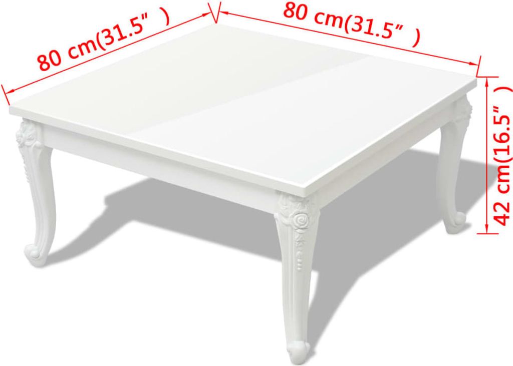 vidaXL Couchtisch 80x80x42 cm Hochglanz-Weiß Produktbild 5