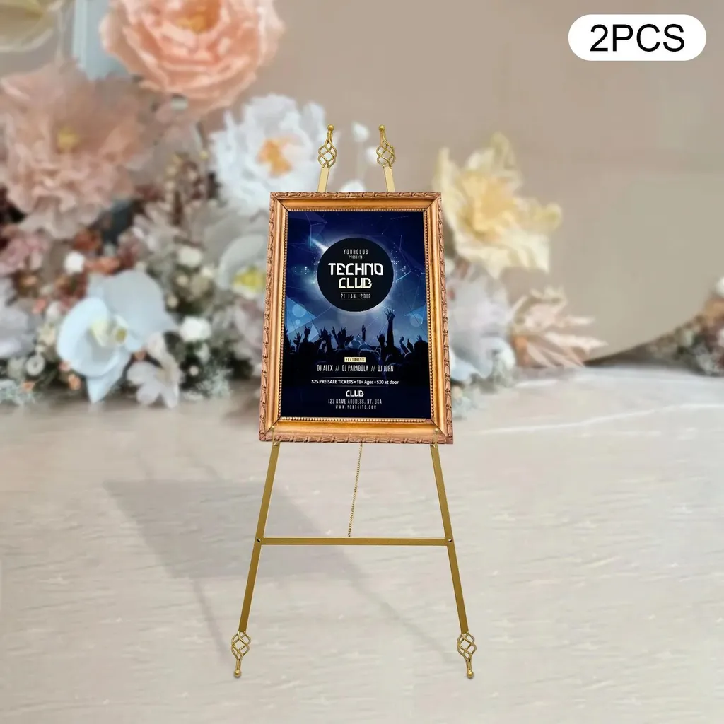 Présentoir de menu et plan de table doré 90 cm pour réception - 3