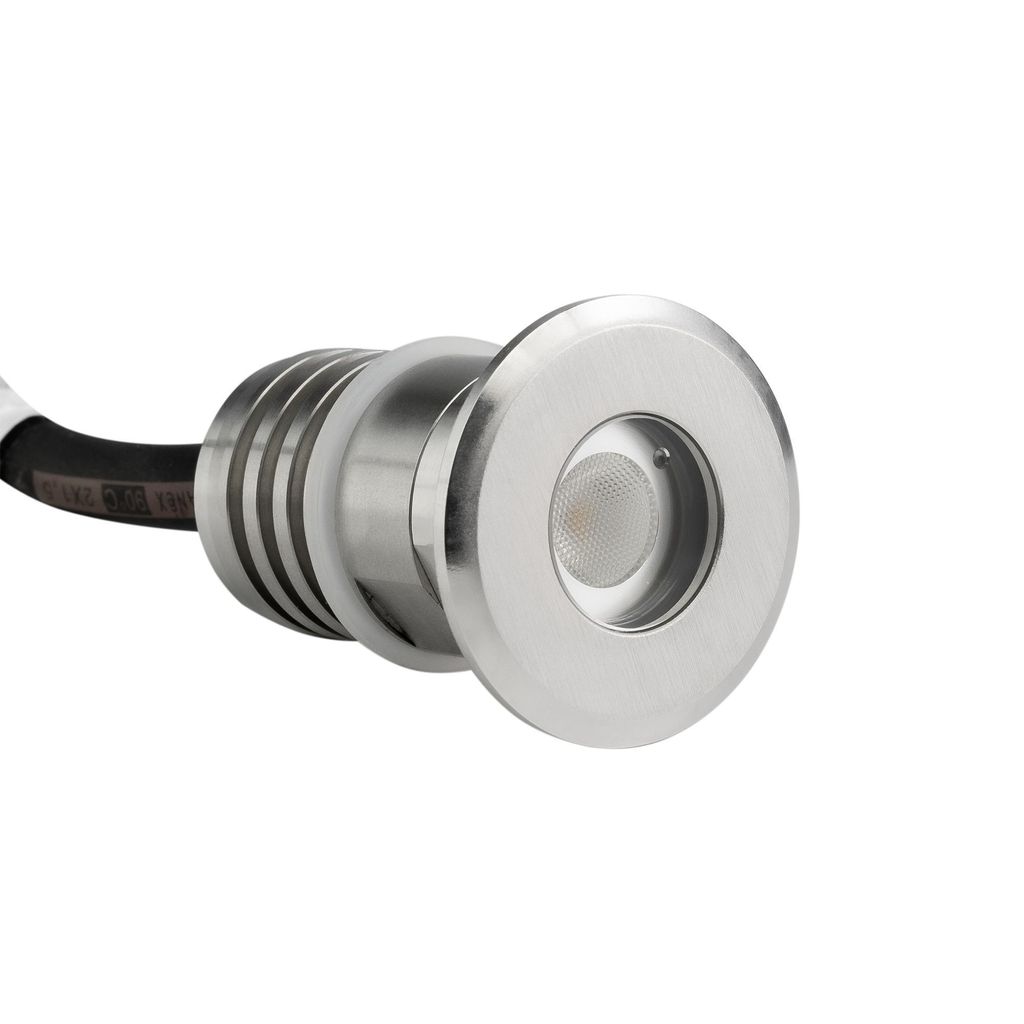 NIVISS Poolbeleuchtung LED 2W, 12/24V DC, 39°, Warmweiß 2700K, Edelstahl 316L, runde Front