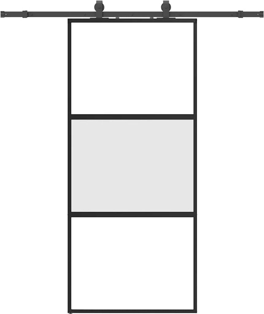 vidaXL Schiebetür mit Beschlag Schwarz 90x205 cm Hartglas