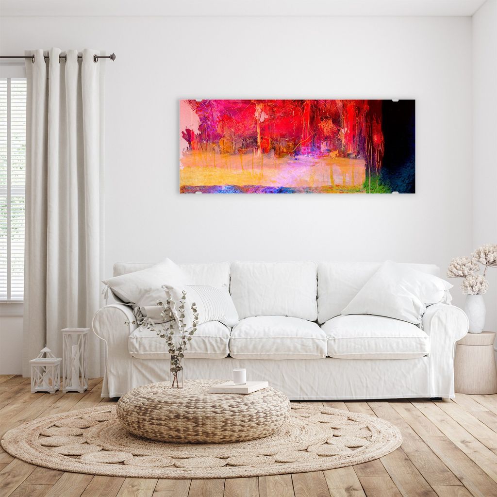 Glasbild Wandbild Malerisches Bild 100x40cm in XXL für Wohnzimmer, Schlafzimmer, Badezimmer, Flur