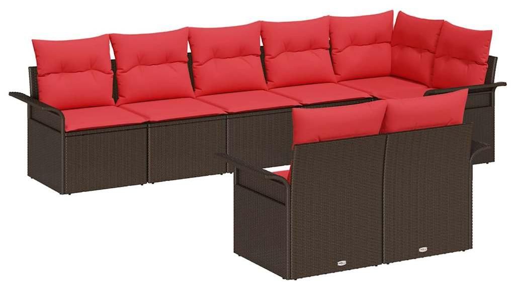 Gartensofa-set mit Kissen 8 pcs Braun Poly-Rattan
