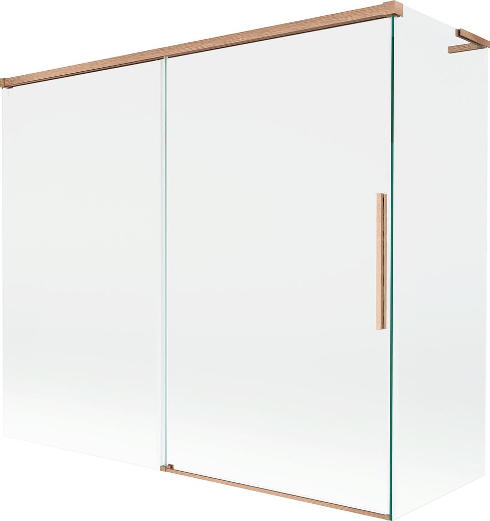 Mexen Rox L Badewannenfaltwand, 2-teilig, verschiebbar 180 + 90 x 150 cm, transparent, gebürstetes Kupfer - 8C9L-180-090-65-00