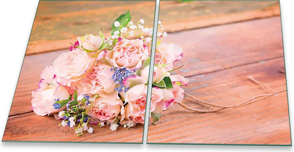 Herdabdeckplatten Glaskeramik Spritzschutz Glas Universal 2-Teilig 2x40x52 Blumen Pink