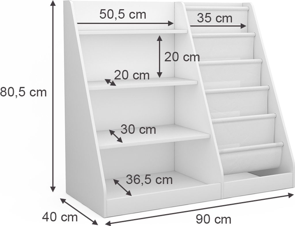 Kinderregal Vicco Conny Weiß 90 x 80.5 cm mit großen Produktbild 
