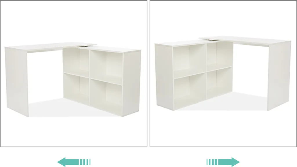 Bureau d'ordinateur en L Table de Travail avec 4 Tablettes Latérales - 7