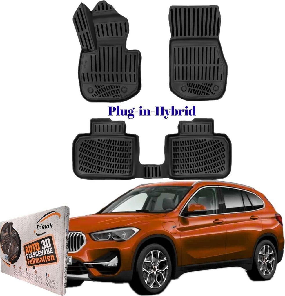 Trimak Autofußmatten kompatibel mit BMW X1 U11 PHEV ab 2022 Auto Allwetter Gummimatten