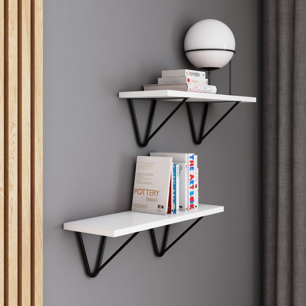 AKKE Weiss Hängeregal WIRE modern LOFT-style LxB: 70x20 cm