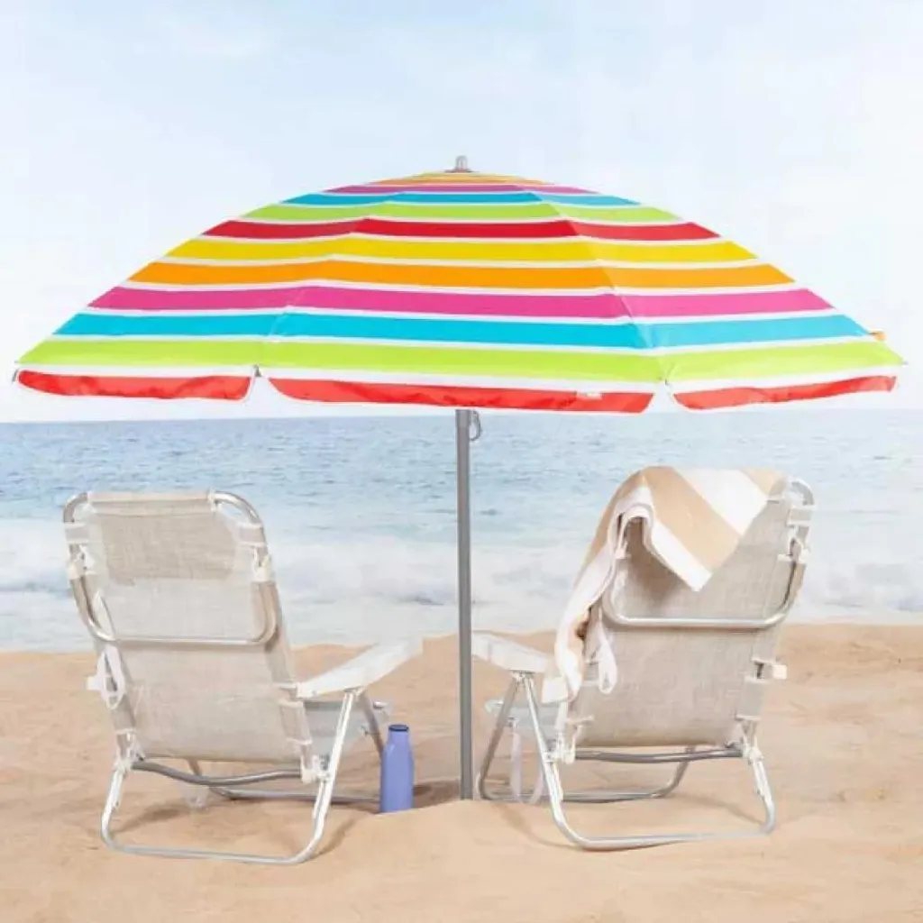 Parasol inclinable à rayures 220 cm Ø Modèle 62363 UV50+ Multicolore