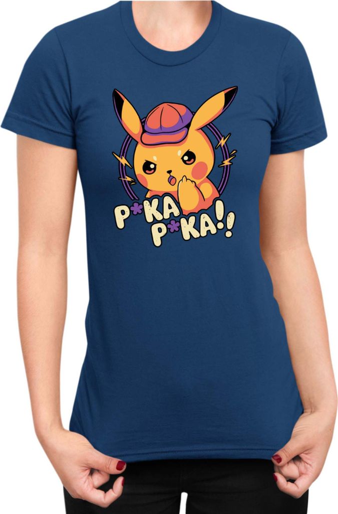 Damen T-Shirt Japan Manga Anime Comics Pokemon 032, Lady XL / Dunkelblau