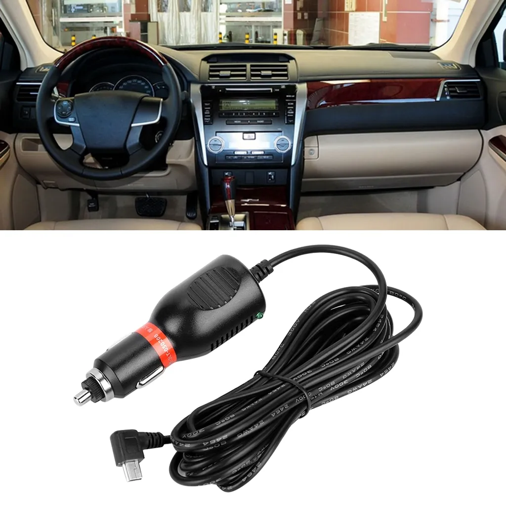 Alimentatore 12V/24V per Dash Cam e GPS - Cavo Mini USB 3.5 Metri - 3