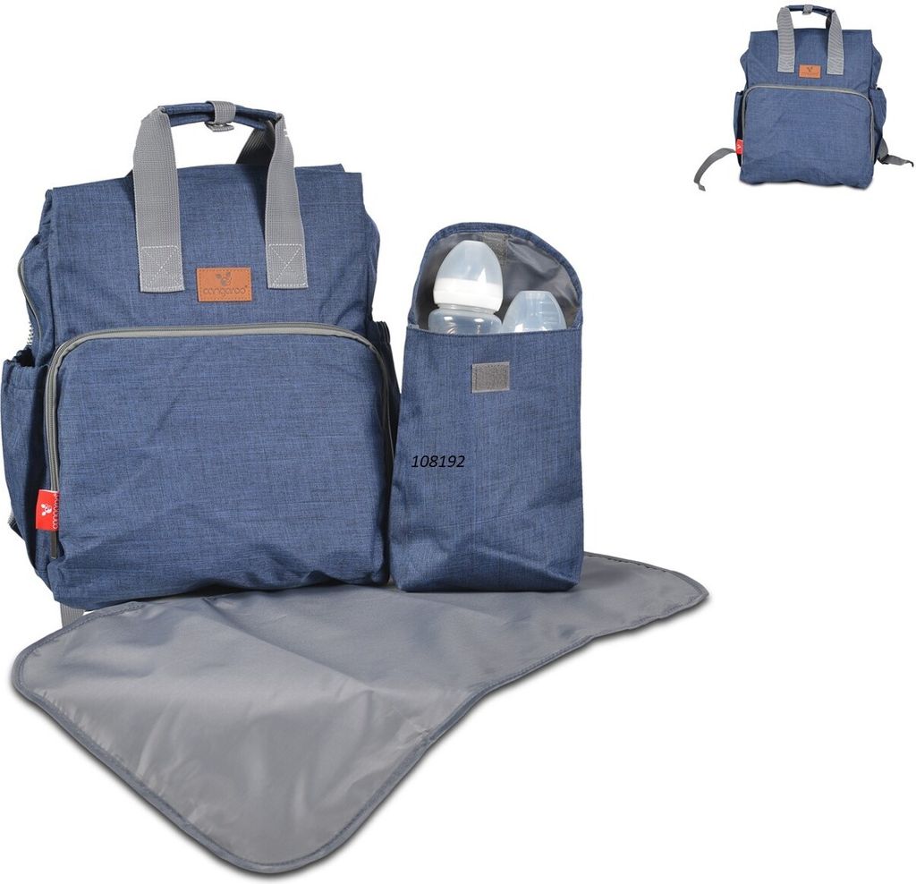 Moni Wickeltasche Lydia, zusätzliche Tasche, Wickelunterlage, Reißverschluss blau