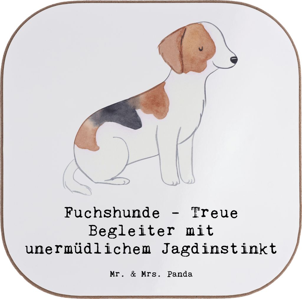 Mr. & Mrs. Panda Untersetzer für Gläser Fuchshunde Treue - Weiß - Geschenk, Ausdauer, Hunderasse, Hunderassen Beschreibung, Foxhound Charakter, ...