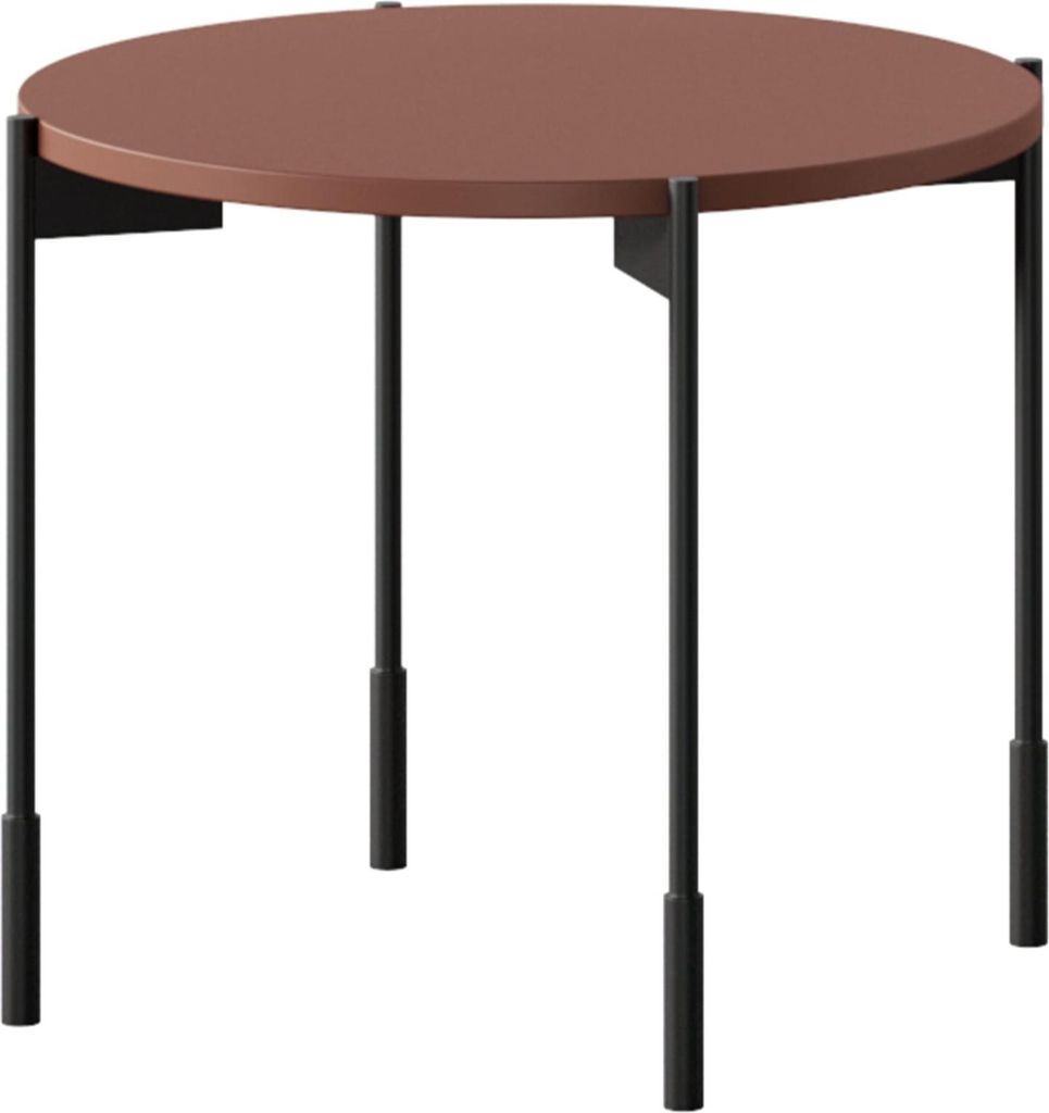 Sonatia Runder Couchtisch 45 cm – MDF-Platte mit Metallbein | Farbe: Bordeauxrot | Größe: 49x40x49 cm