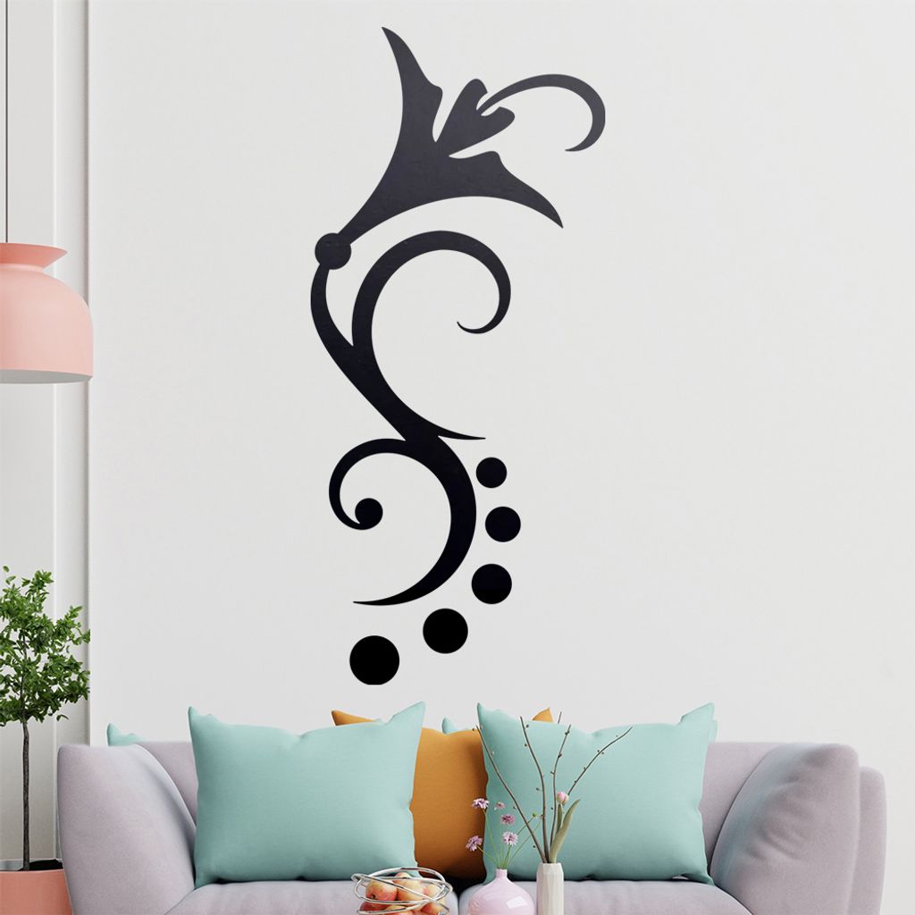 Blume - Linien Punkte Wandtattoo in 6 Größen - Wandaufkleber Wall Sticker - Dekoration, Küche, Wohnzimmer, Schlafzimmer, Badezimmer