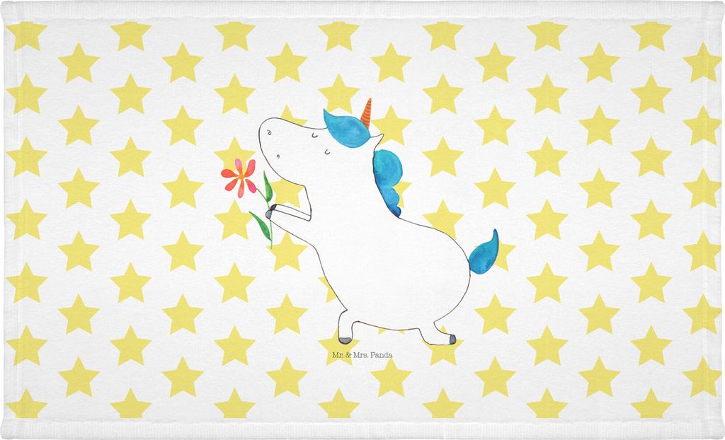 Mr. & Mrs. Panda Handtuch Einhorn Blume - Weiß - Geschenk, Freundin, Liebe, 50x100, Flauschtuch, frottierhandtuch, Ehepaar, Unicorn, 100x50, Heira...