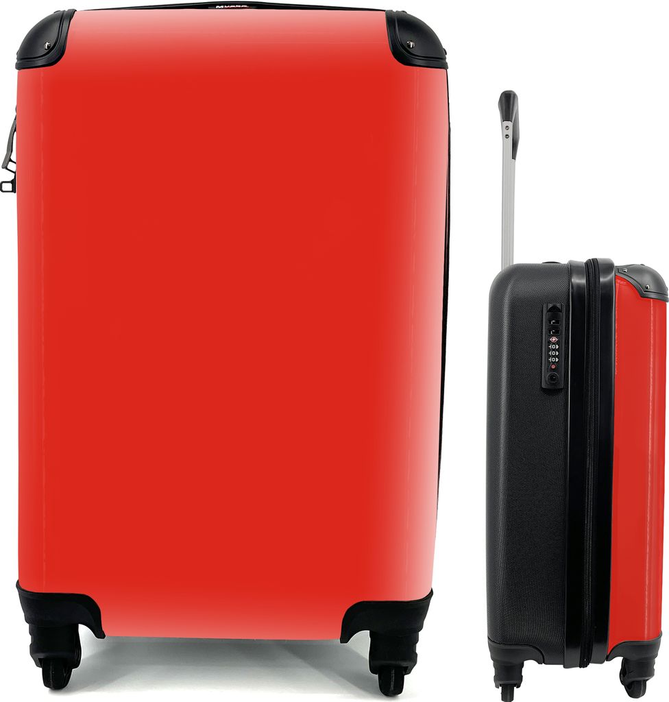 MuchoWow MuchoWow Koffer Handgepäck Trolley Rollkoffer Kleine Reisekoffer mit 4 Rollen - Rot - Farbe - Einfarbig - Cabin Size < 55x40x23 cm & ...