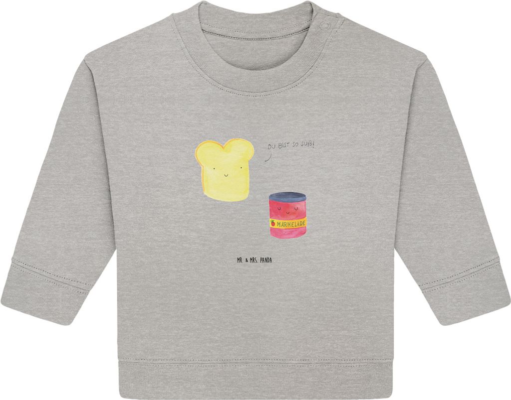 Mr. & Mrs. Panda Organic Baby Pullover Toast Marmelade 6. - 12. Monat - Heather Grey - Geschenk, Brot, Bullover, Lustige Sprüche, Dreamteam, Süß...