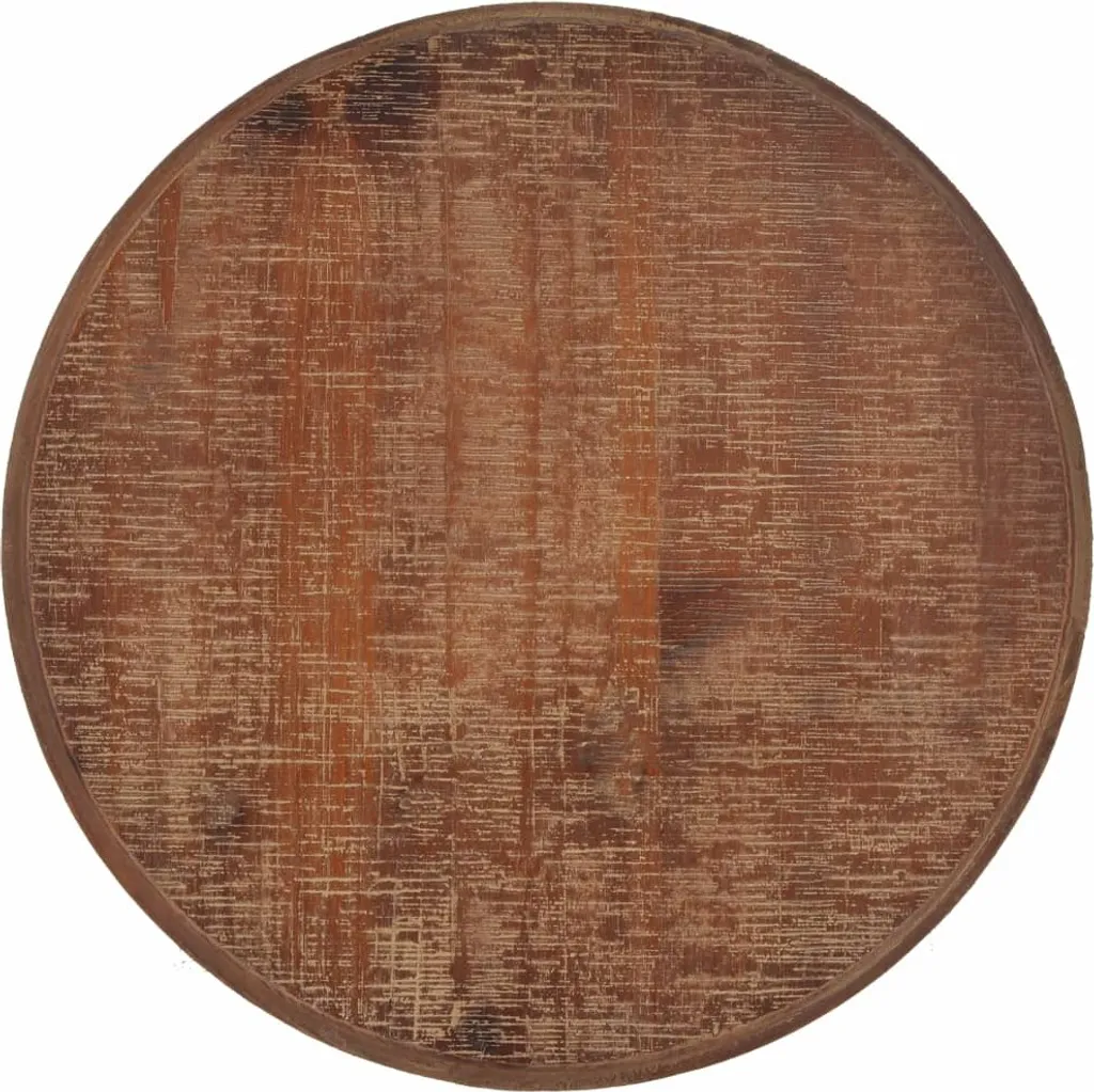 Table d'appoint robuste en bois massif brun 40 cm - Finition artisanale - 8
