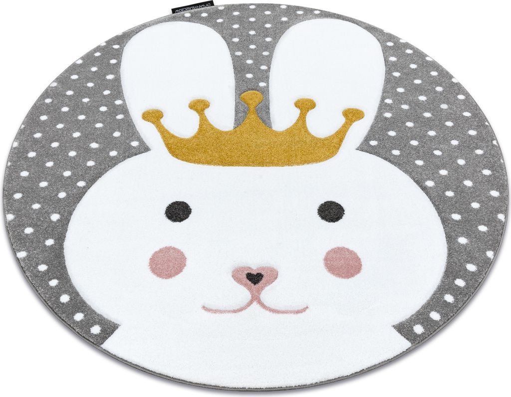 Kinderteppich PETIT BUNNY HASE Kreis grau Grau rund 140 cm