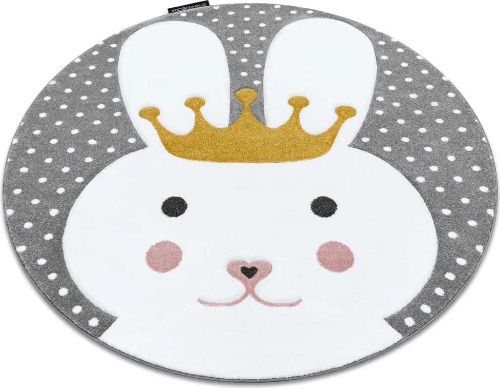Tapis de jeu rond PETIT LAPIN gris 160cm textile doux pour bébé et enfant